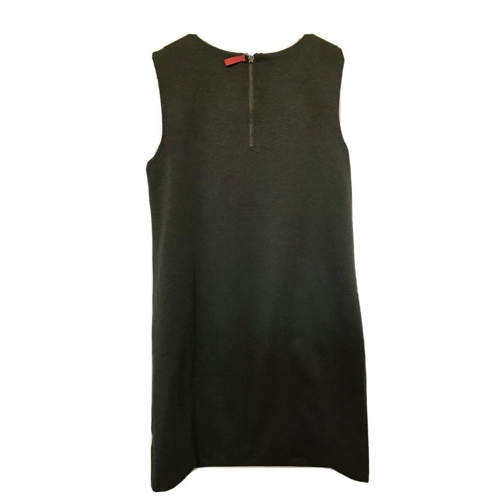 Tommy Hilfiger Olive Green Stretch Sheath Dress W/ Front Pockets Zipper Back - Picture 4 of 4